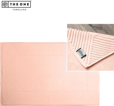 The One Towelling Badmat - 50 x 80 cm - Extra dikke Douchemat - 100% Zacht katoen - Velours - Zalmroze