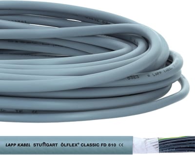 10 meter Lapp 0026133 ÖLFLEX CLASSIC FD 810 stuurstroomkabel 5x1 mm² grijs met groen-gele aardgeleider I zeer flexibele sleepkettingkabel PVC kabel voor sleepketting 5G1 mm2 I stuurkabel 5-draads