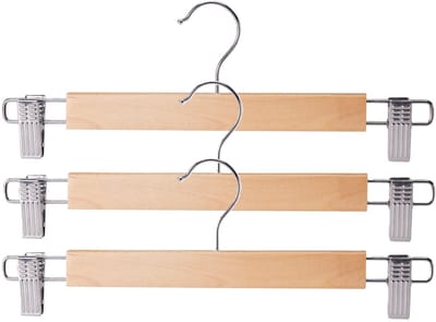Storage Solutions broeken/rokken kledinghangers - set 3x stuks - naturel hout - 33 cm - Kledingkast hangers / kleerhangers