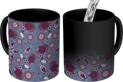 Magische Mok - Foto op Warmte Mokken - Koffiemok - Paisley - Bloemen - Patronen - Magic Mok - Beker - 350 ML - Theemok