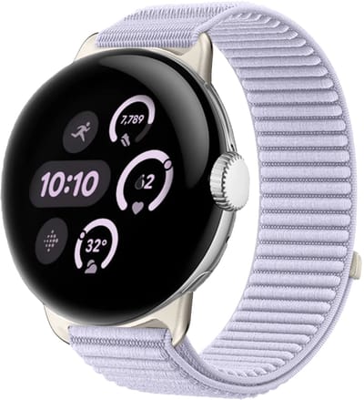 Strap-it Nylon 'Wave' bandje geschikt voor Google Pixel Watch 5 (45 mm) / 4 (45 mm) / 3 (45 mm) - Lichtpaars
