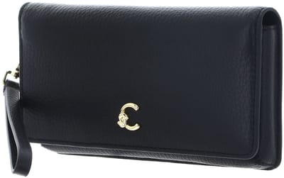 COCCINELLE Leren portemonnee clutch C-Me Envelopes Grained Leather Noir zwart