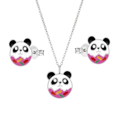 WeLoveSilver - kindersieraden set - panda en donut - zilveren ketting