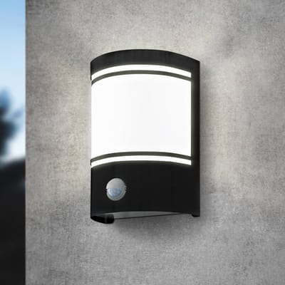 EGLO Cerno Wandlamp Buiten - Bewegingssensor - E27 - 20 cm - Zwart/Wit