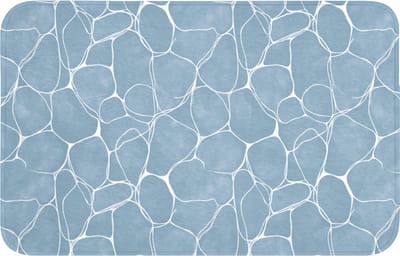 Badmat 80x50 cm - Antislip - Organisch - Patroon - Blauw - Badmatten voor badkamer - Badkamermat - Douchemat - Badkamer mat