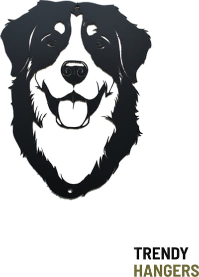 Berner Sennenhond portret in gehard staal zwarte coating - hondenkop - muurdecoratie - inrichting interieur