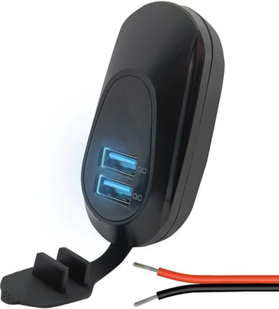 ProRide 12V USB Autolader 2 Poorten Opbouw Ovaal - USB A Stopcontact Auto, Boot en Camper - QC3.0 Snellader - Complete set - Blauw