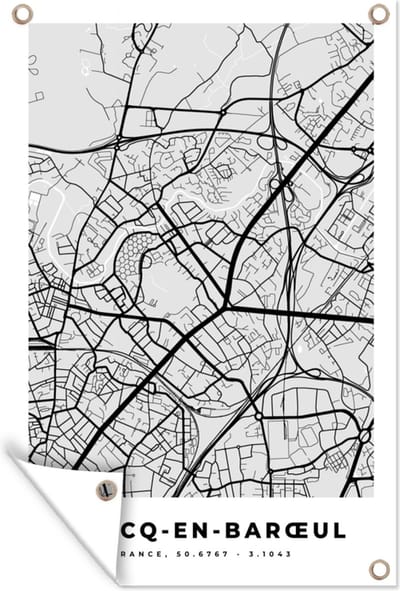 Muurdecoratie Plattegrond – Marcq-en-Barœul – Stadskaart – Kaart – Frankrijk - 120x180 cm - Tuinposter - Tuindoek