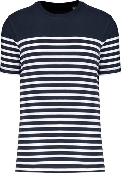 Kariban Marine-t-shirt ronde hals Bio heren K3033 - Navy / White Stripes - S