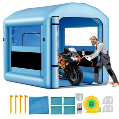 VEVOR Opblaasbare Spuitcabine 3 x 2,5 x 2,5 m, Spuitcabine Tent met 550 W Blower & Luchtfiltersysteem, Rond Dak, 210D Oxford Stof, Spuitverven voor Metalen Auto-onderdelen