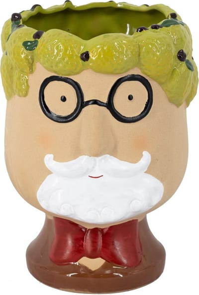 HomeBound by KY | Aardewerk vaas man met baard | 16x15,9x22cm | bloemenvaas keramiek mens