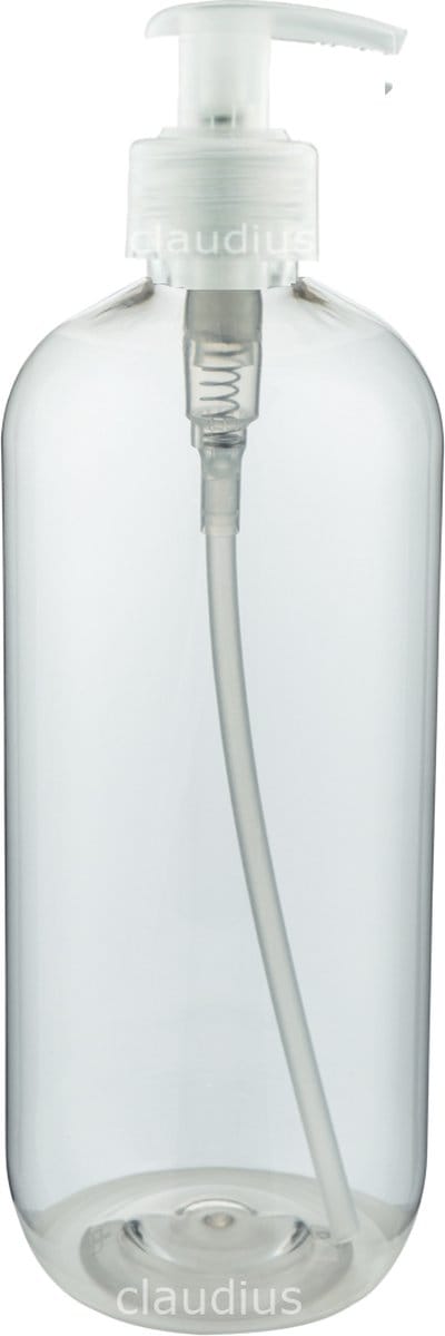 Lege Plastic Fles 1 liter PET transparant - met transparante pomp - set van 10 stuks - navulbaar - leeg