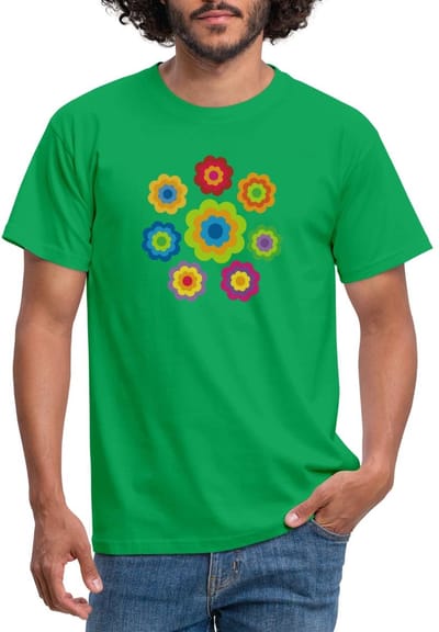 Flower Power 70er Jaren Hippie Bloemen Kostuum T-Shirt Heren