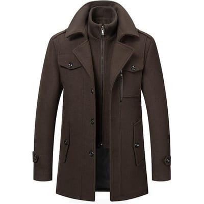 Herfst en Winter Heren Zakelijk Wollen Jas Mode Dubbele Kraag Koudebestendig Wollen Herenjas Wollen Jas Heren 5XL-200