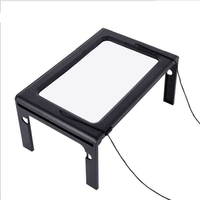 Verbeterde handsfree vergrootglas van acryl - Grote lensvergroter Volledige pagina Rechthoekige 5x vergrootglas 50 LED-verlichting Verlicht Opvouwbaar Bureau Draagbaar Ouderen met 2