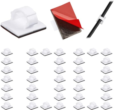 Thijox - 100 Stuks Zelfklevende Kabelhouders, Duurzame Kabelclips voor Kabelorganisatie, Wit, Voor Binnen en Buiten, Perfect voor Bureau, Opladers en