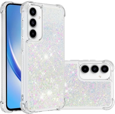 Coverup Hoesje - Geschikt voor Samsung Galaxy A37 Hoesje - Coverup Liquid Glitter Back Cover - Wit