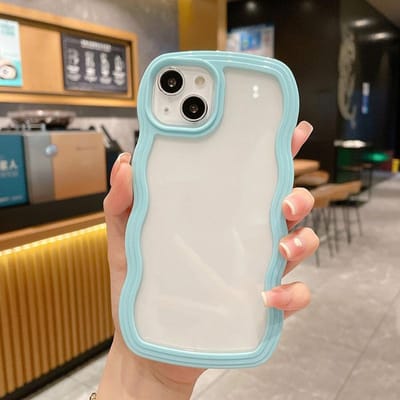 Candy Golvende Rand Transparante Schokbestendige Telefoonhoes voor iPhone X XS 11 12 13 14 15 16 Plus 17 Pro Max 16E Zachte Achterkant For iPhone 14