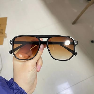 Lunettes de Soleil Mode Protection UV Haute Qualité Cadre Carré Large pour Femmes Hommes Conduite Extérieure Voyage Rétro Lunettes de Soleil UV400 as picture black