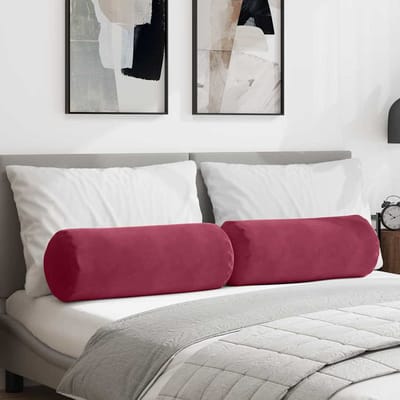 vidaXL Bolster Kussens 2 stuks Wijnrood Ø 25 x 70 cm Cordstof