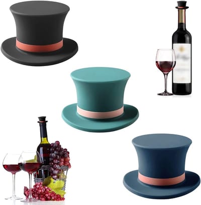 Daity Set van 3 - Leuke herbruikbare siliconen flesdoppen - decoratieve accessoireset voor het afsluiten en bewaren van wijnflessen - perfect voor de kerstperiode.