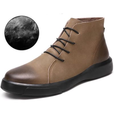 Heren Herfst Winter Warme Pluche Bont Enkel Sneeuwlaarzen Outdoor Lederen Sneakers Mannelijke Oxford Werk Schoenen Grote Maat 47 Casual Schoenen 47 gray
