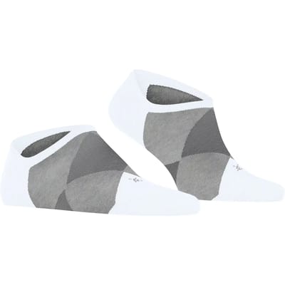 Burlington Clyde platte naad met argyle katoen sneakersokken enkelsokken heren wit - maat 40-46