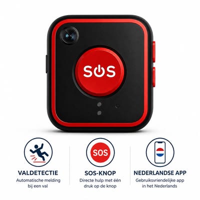 WatchSafer Guardian - Personenalarmering - GPS Alarmknop Ouderen - GPS SOS-knop senioren - Alarm ouderen - GPS SOS-knop Alzheimer - Valdetectie