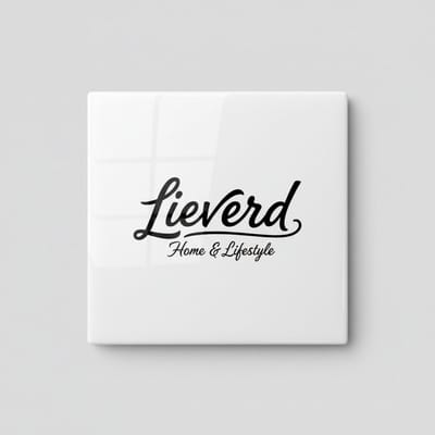 15x15 cm Keramische Tegel met 'Lieverd Home & Lifestyle' Elegante Scriptontwerp – Stijlvolle Woondecoratie