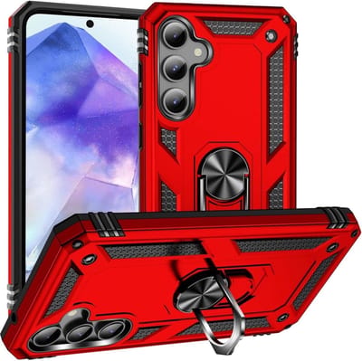 Hoesje geschikt voor Samsung Galaxy A55 hoes met Ringhouder Armor dubble laag – Rood