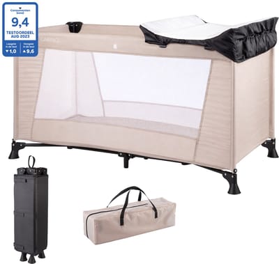 Cabino Campingbedje / Reisbedje Opvouwbaar met Care set Zwart – 120 x 60 cm - Dune
