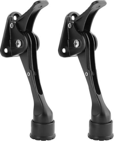 VHV 2 stuks Deurstopper - Deurstopper voor terugschakelen met één druk op de knop - Deurstopper - Zware deurstopper - In hoogte verstelbare rubberen kop - Deurstopper met rubberen kop, veerstang, schroeftype - Zwart