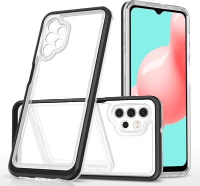 Hoesje Geschikt Voor Samsung Galaxy A32 5G hoesje transparant cover met bumper Zwart - Ultra Hybrid hoesje Hoesje Geschikt Voor Samsung Galaxy A32 5G case
