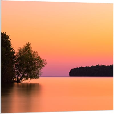 Dibond - Oranje/Roze Lucht - 80x80cm Foto op Aluminium (Met Ophangsysteem)