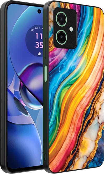 Smartphonica Telefoonhoesje Geschikt voor Motorola Moto G55 met Regenboog Goud Marmer Opdruk - TPU Backcover Case Rainbow Gold Marble Design geschikt voor Motorola Moto G55