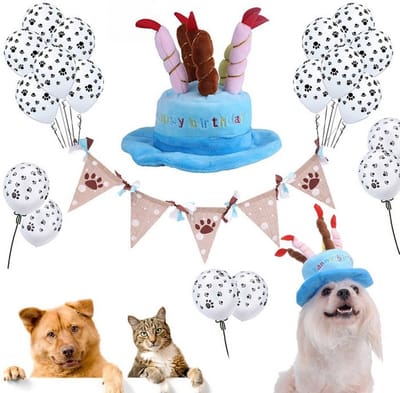 Honden verjaardags set 22 delig roze of blauw - hond - huisdier - verjaardag - ballon - slinger - decoratie - birthday