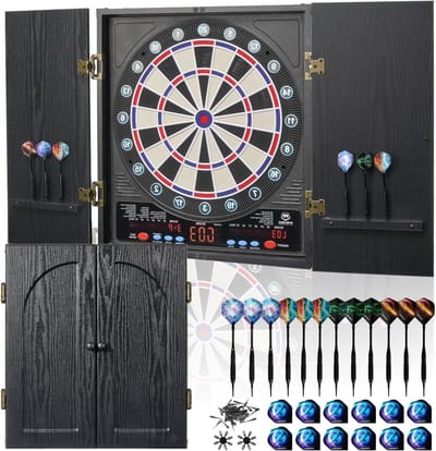 Elektronisch Dartbord - Dartbordkast - Dart Gooien - Decoratieve Kast - 46x46x6 cm - Zwart