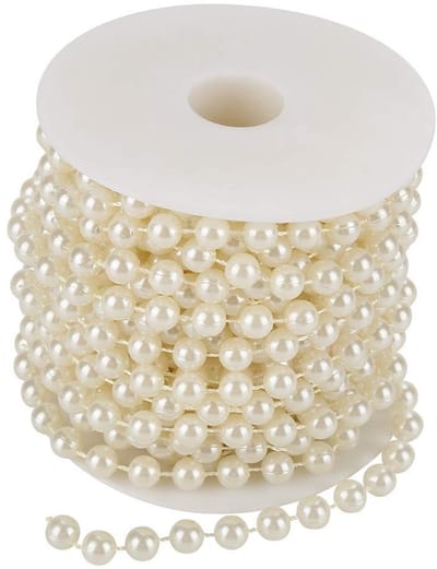Dailygoods- Parel String 10 m - Kunstmatige Kralen - DIY Decoratie - Bruiloft Slinger - Katoenen Lijn - 8 mm Diameter - Kralenlijn