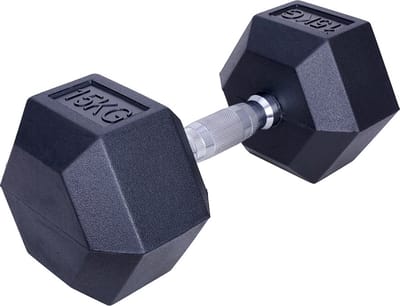 ForzaFit Hexagon Dumbbell 15 kg - Zwart - Rubber - Halter Gewicht voor Fitness