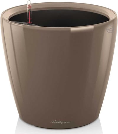 LECHUZA CLASSICO PREMIUM LS 43 - Plantenbak - met uitneembare binnenbak - met bewateringssysteem - ALL-IN-ONE set met LECHUZA-PON - taupe hoogglans