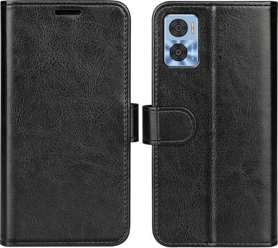 MobyDefend Hoesje - Geschikt voor Motorola Moto E22 / E22i - Wallet Book Case (Sluiting Achterkant) - Zwart