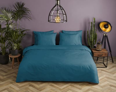 HIP dekbedovertrek effen kleur - Lits jumeaux 240x200/220 cm - Petrol - 100% Katoen satijn