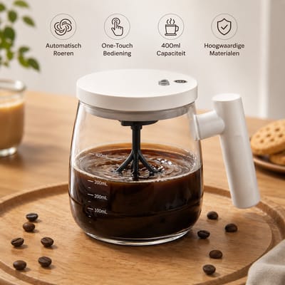 Enluxe Zelfroerende Elektrische Mok 400ML - Innovatieve Zelfroerende Beker | Self Stirring Mug | Elektrische Smart mug Koffiemok voor Koffie en Thee | Automatische Roerfunctie | Smart Mixer USB Oplaadbare Koffiemok - Ideaal voor Thuis, Kantoor