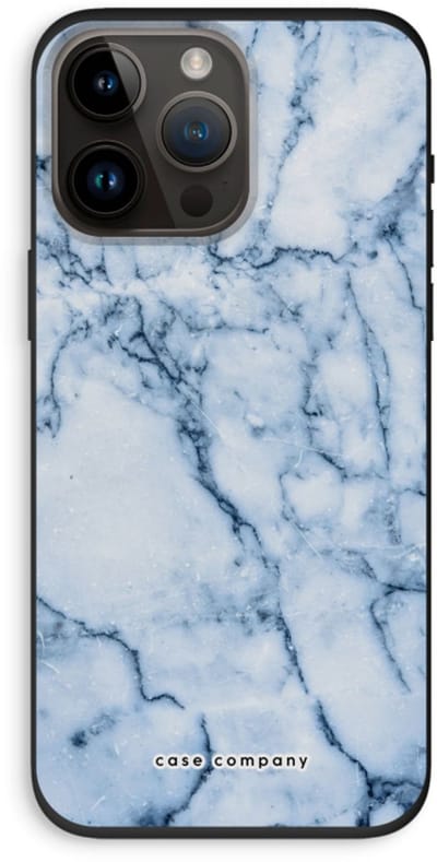 Case Company® - Hoesje geschikt voor iPhone 14 Pro Max hoesje - Blauw marmer - Biologisch Afbreekbaar Telefoonhoesje - Bescherming alle Kanten en Schermrand