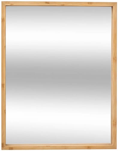 5five Spiegel/Wandspiegel - rechthoek - 34 x 44 cm - mdf/bamboe/glas - naturel - gang - toilet - badkamer