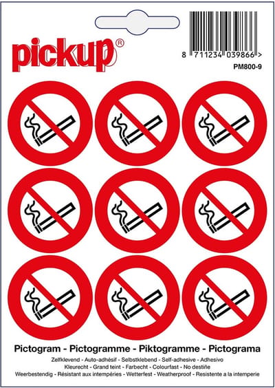 Pickup Mini Pictogram Verboden te roken - 3 cm rond - 9 stuks per vel