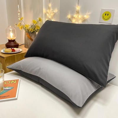 Lot de 2 housses de coussin grises, taies d'oreiller rectangulaires, style simple, 48 x 74 cm 2 pillowcase 48x74cm black