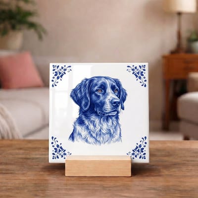 Delftsblauw Tegeltje 11x11 Border Collie – Cadeau voor Hondenliefhebber of Baasje