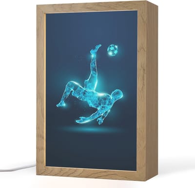 Nachtlampje 20x30 cm - Kinder lampje - Voetballer - Blauw - Neon - Tafellamp kinderkamer - Slaapkamer lamp - Bedlamp kinderen - Kinderlampje stopcontact - Wandlamp babykamer - Nachtlampjes