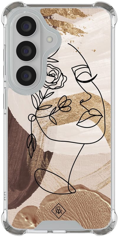 Casimoda® hoesje - Geschikt voor Samsung Galaxy S26 - Abstract Gezicht Bruin - Shockproof case - Extra sterk - TPU/polycarbonaat - Bruin/beige, Transparant
